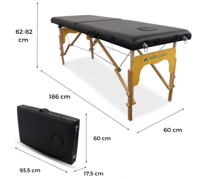 Masa de masaj pliabila Mobiclinic CM-01Basic, 180 x 60 cm, negru [6]