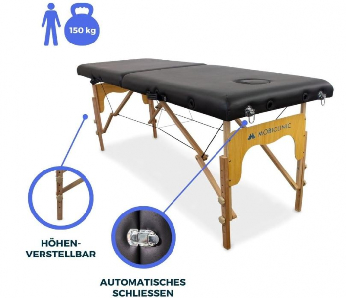 Masa de masaj pliabila Mobiclinic CM-01Basic, 180 x 60 cm, negru [7]