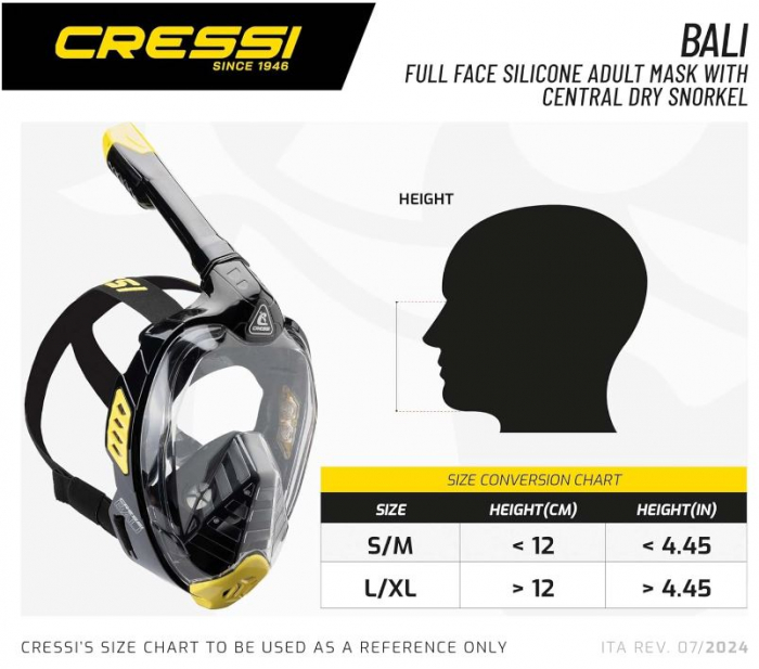 Masca snorkeling CRESSI Bali pe toată fața, lentilă anti-aburire [8]