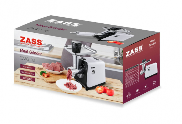 Masina de tocat carne Zass ZMG 13, Putere 1000W, Putere nominala 450W, Toaca aprox 1,1Kg/min [5]