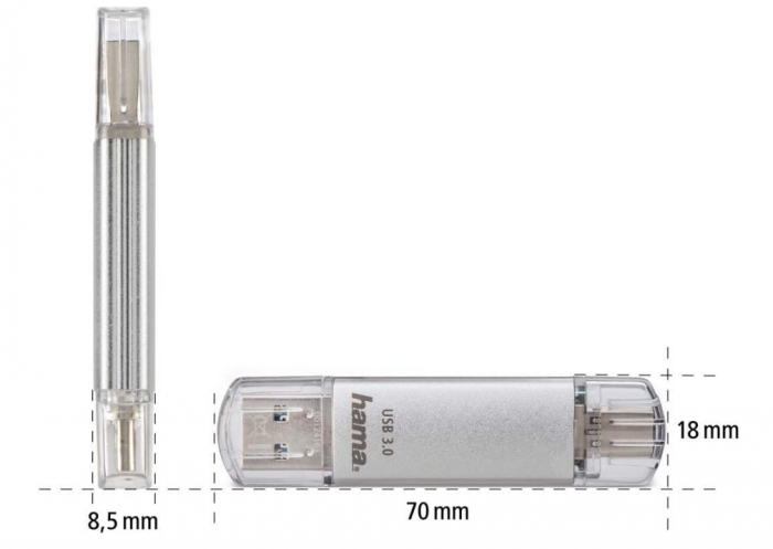 Memorie USB 128 GB Hama cu USB 3.0 & USB 3.1 de tip C, argintiu [7]