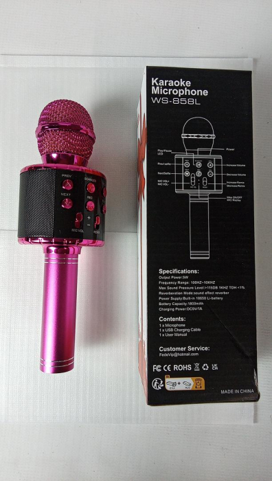 Microfon fara fir pentru karaoke Fede pentru copii, roz [2]