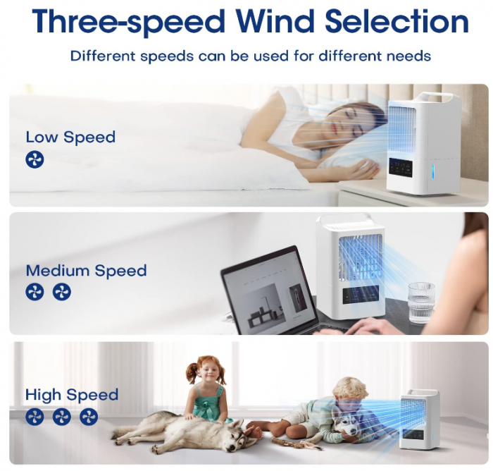 Mini aparat de aer conditionat portabil OMISOON cu pulverizare apa, 800 ml, oscilație de 120° [9]