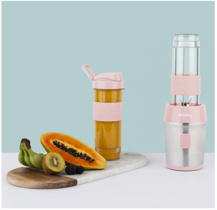 Mini blender portabil H.Koenig SMOO12, 570 ml, 300 W, 2 sticle, roz [6]