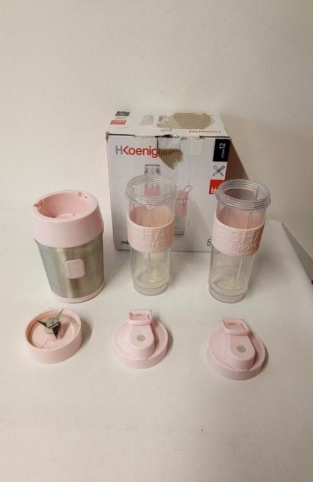 Mini blender portabil H.Koenig SMOO12, 570 ml, 300 W, 2 sticle, roz [2]