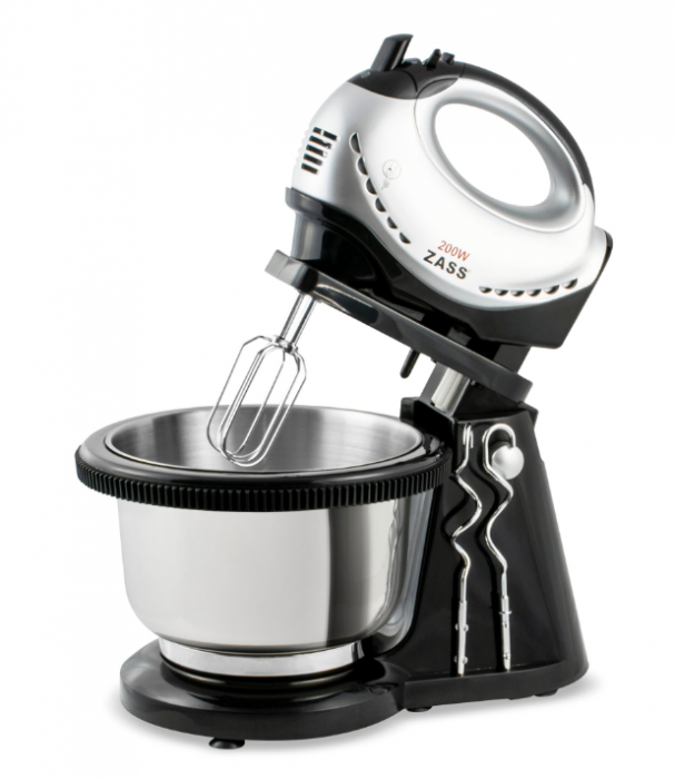 Mixer de mana Zass ZHM 05 BS, cu bol rotativ inox cu volum 3 l, 200 W, 5 trepte de viteza [4]