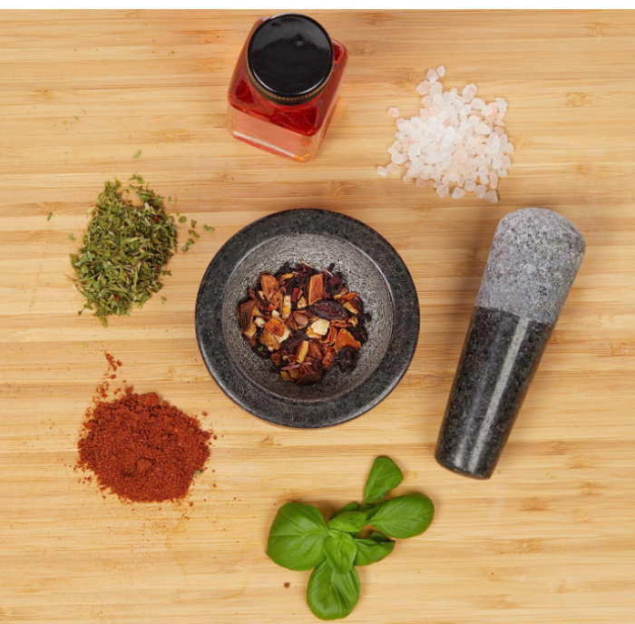 Mojar cu pistil Relaxdays, Robust si Rezistent, 100ml, Ø 8,5 cm, gri antrcit [8]