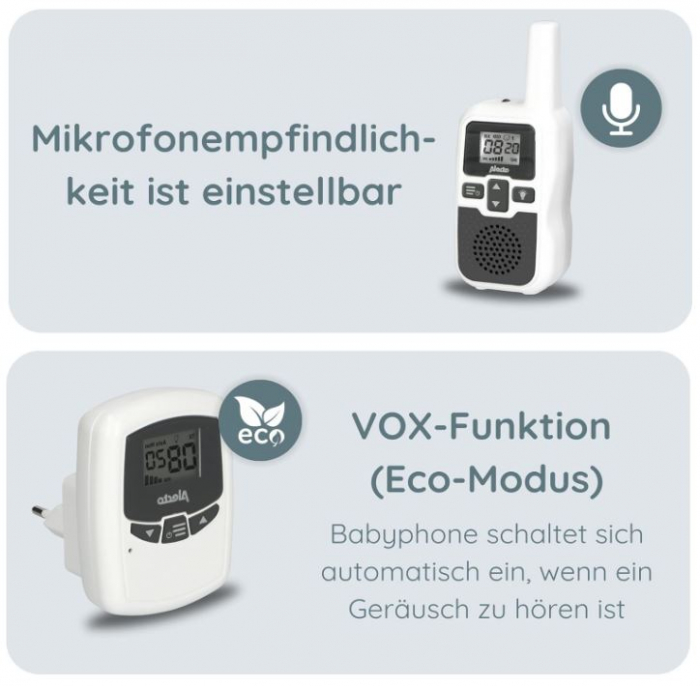 Monitor audio pentru bebeluși Alecto Babyphone DBX-80, alb/gri [5]