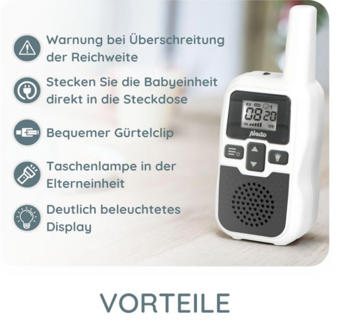Monitor audio pentru bebeluși Alecto Babyphone DBX-80, alb/gri [4]