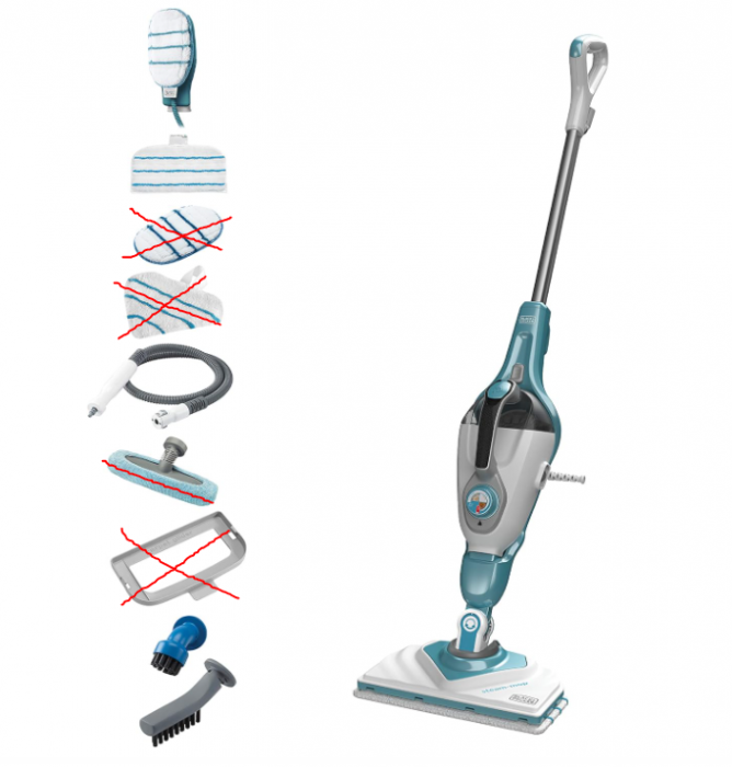 Mop cu abur BLACK+DECKER cu mănușă STEAMITT, 1600 W, 500 ml, BHSM166DSM-QS [2]