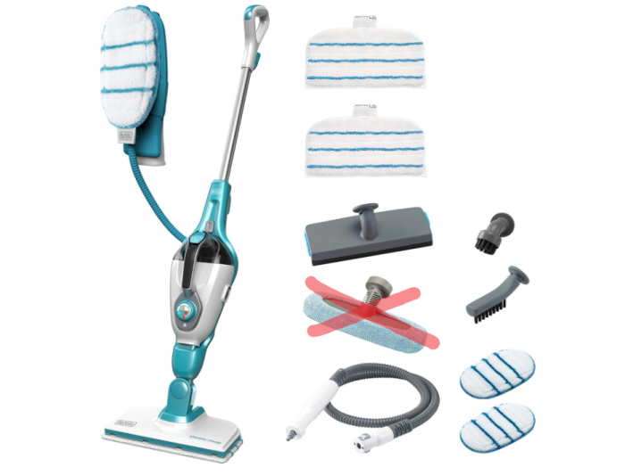 Mop cu aburi BLACK+DECKER și mănușă STEAMITT, 8 accesorii, Multifuncțional, 1300W, FSMH1351SM-QS [2]