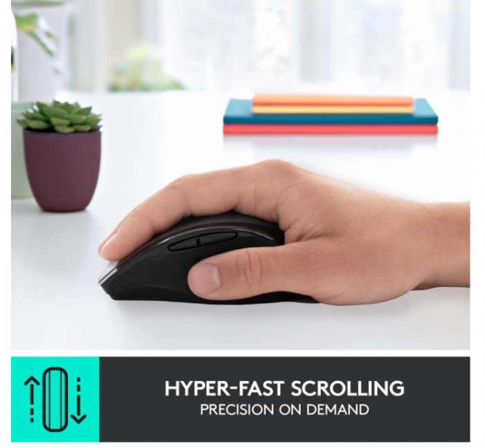 Mouse fără fir Logitech M705 Marathon, receptor USB unificator de 2,4 GHz, 1000 DPI, gri [4]