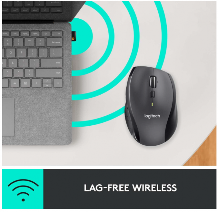 Mouse fără fir Logitech M705 Marathon, receptor USB unificator de 2,4 GHz, 1000 DPI, gri [8]