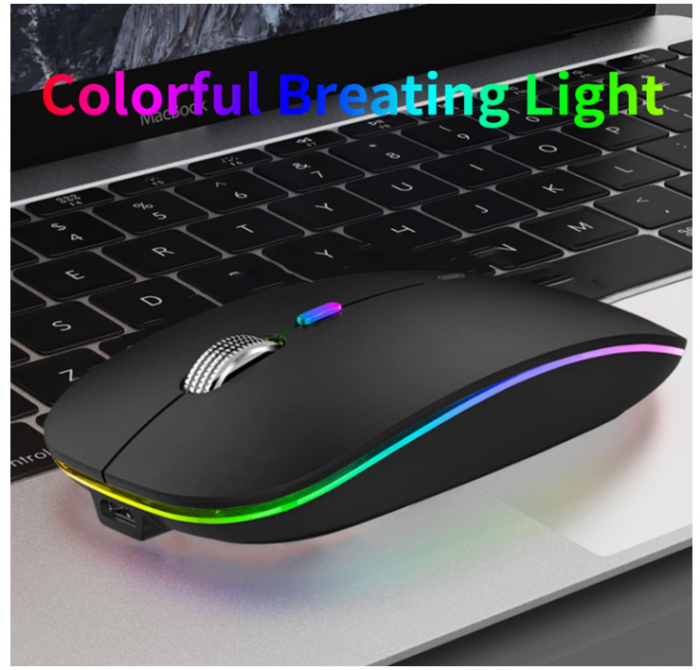 Mouse fără fir Uiosmuph G12, silențios LED 2.4G, reîncărcabil, receptor Nano USB, 1600 DPI [5]