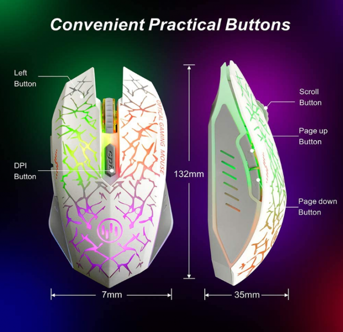 Mouse fără fir VEGCOO C12, reincarcabil, silențios, cu 2,4 GHz, până la 2400 DPI, alb [2]