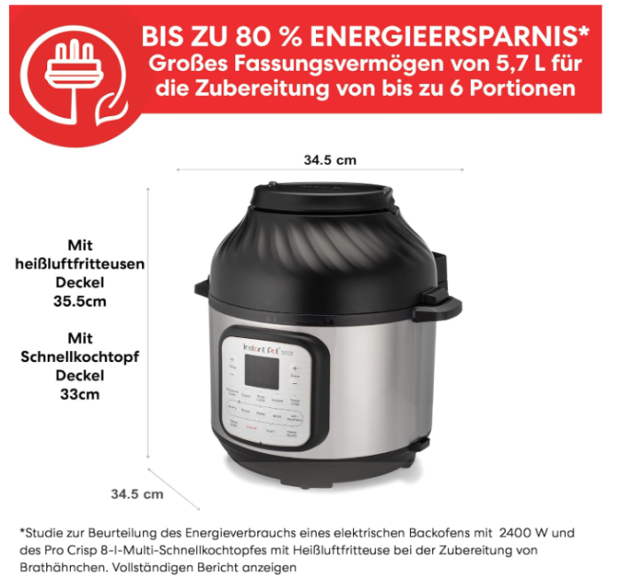 Multicooker Electric Instant Pot Duo Crisp 11 în 1, 5.7L, oțel inoxidabil [14]