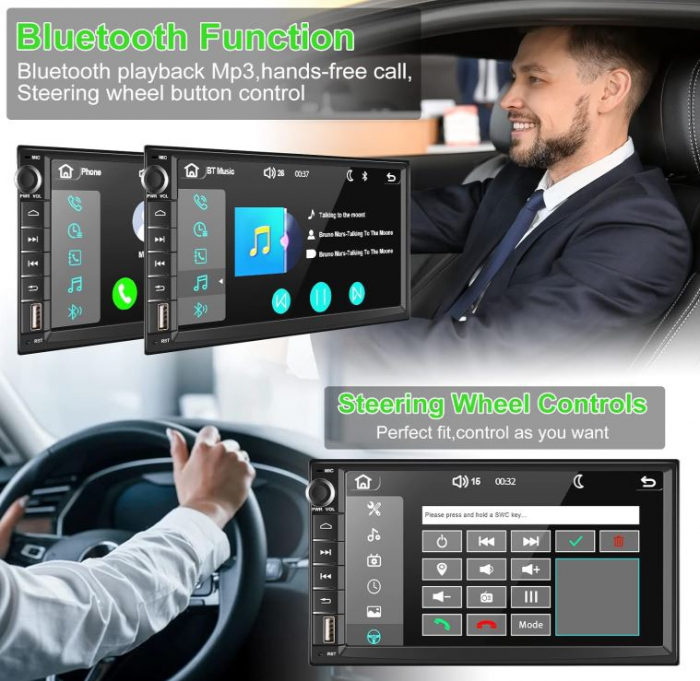 Multimedia Player auto ZKJAYOE, compatibil cu Apple CarPlay și Android Car, 7 inchi [9]
