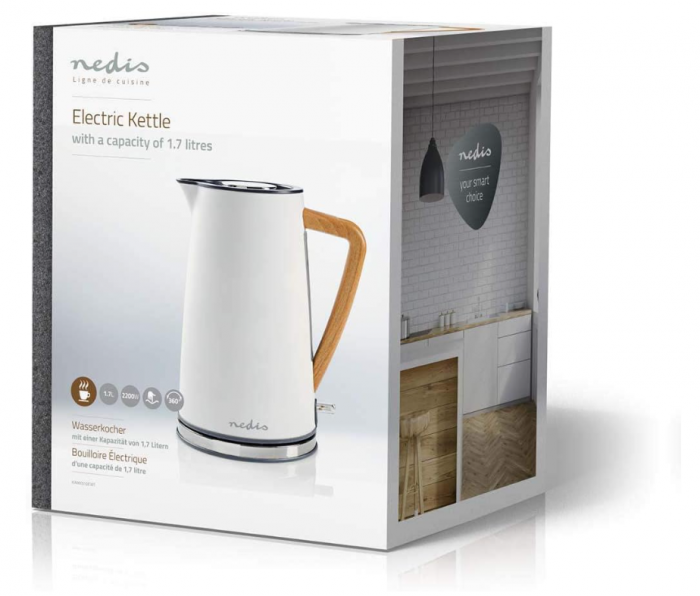 Nedis Fierbător de apa electric, Soft-Touch 1,7 L,  Alb [3]