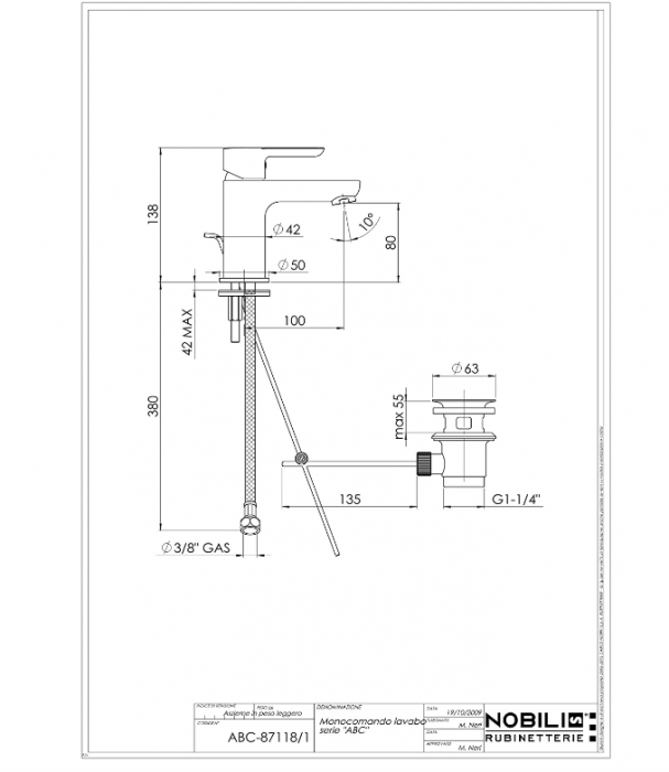 Nobili Baterie pentru lavoar, inox [2]