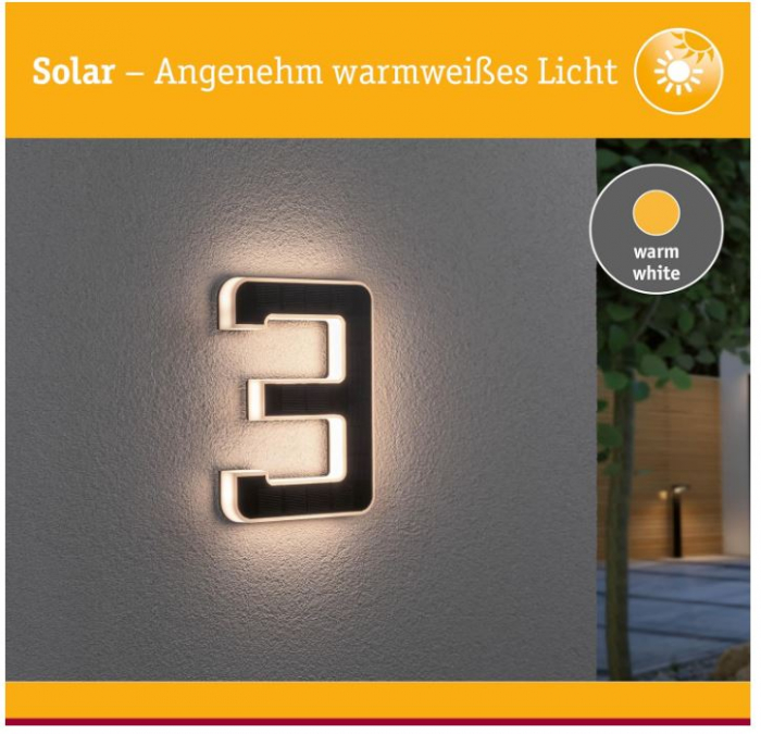 Numar LED solar de casa Paulmann, numarul 3, IP44, 3000 K [4]