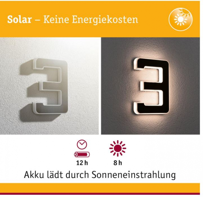Numar LED solar de casa Paulmann, numarul 3, IP44, 3000 K [3]