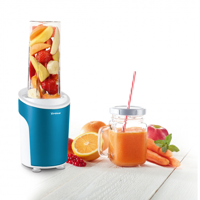 Blender Trisa Power Smoothie 6930.12, cutit cu 4 lame, 21.000 rpm, Albastru [1]