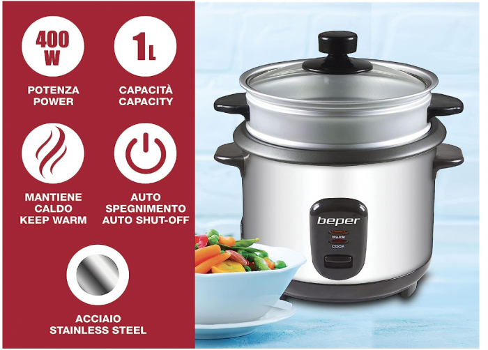 Oala electrica Beper de gătit orez, 1 litru pentru 625g orez [4]