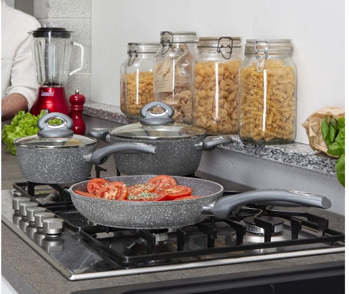 Oala marmorata antiaderenta Aeternum, Madame Petravera 3.0, cu inducție, Diametru 20 cm, Gri [6]