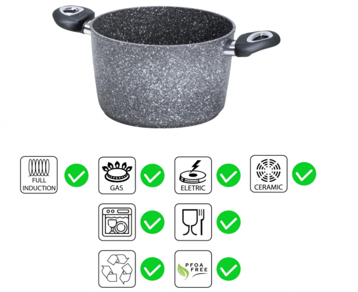 Oala marmorata antiaderenta Aeternum, Madame Petravera 3.0, cu inducție, Diametru 20 cm, Gri [7]