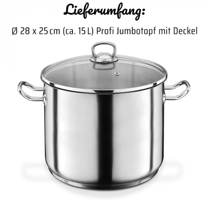 Oală profesională mare GSW pentru supă, paste, oțel inoxidabil, 28 cm, 15 litri [10]