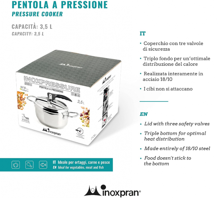 Oala sub presiune INOXPRAN, oțel inoxidabil, capacitate 3.5L [4]