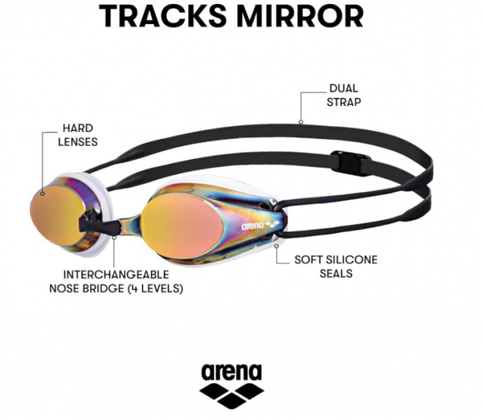Ochelari de înot Arena Tracks Mirror Competition pentru adulți cu lentile în oglindă [2]