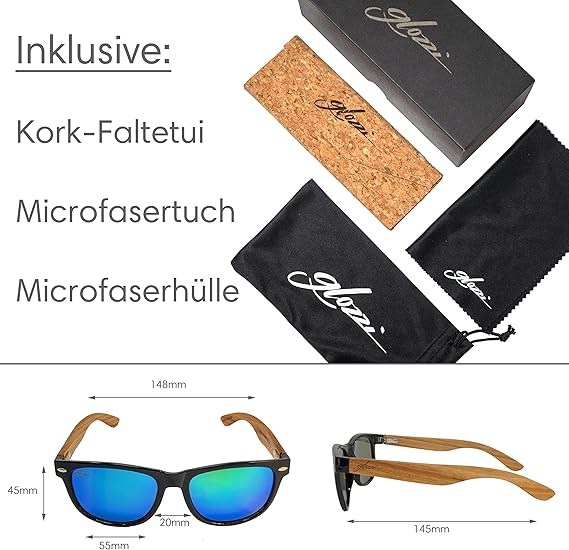 Ochelari de soare polarizați din lemn Glozzi, UV400, unisex [8]