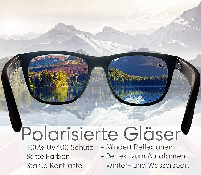 Ochelari de soare polarizați din lemn Glozzi, UV400, unisex [9]