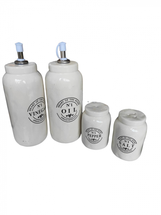 Oliviera 4 bucati Tognana Countryside Menage, recipiente din ceramica pentru sare, piper, ulei, oțet [4]