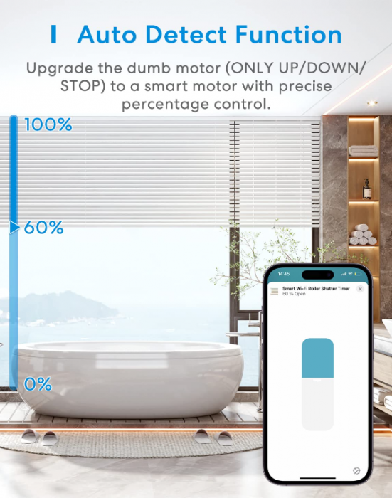 Pachet 2 intrerupătoare inteligente Meross de jaluzele, WiFi, compatibil cu Apple HomeKit Siri, Alexa și Google Assistant, este necesar cablu neutru [3]