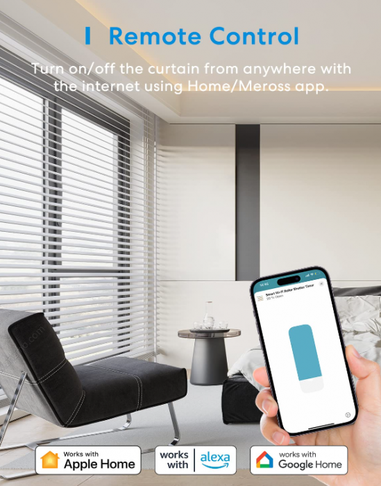 Pachet 2 intrerupătoare inteligente Meross de jaluzele, WiFi, compatibil cu Apple HomeKit Siri, Alexa și Google Assistant, este necesar cablu neutru [5]