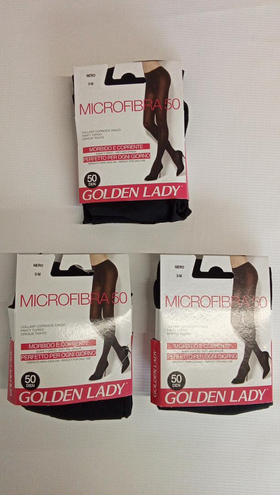 Pachet 3 Colanți din microfibră pentru femei Golden Lady 50 DEN, negru, Marimea 3-M [2]