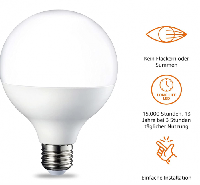 Pachet de 2 becuri LED cu șurub Edison 14,5 W (echivalent 100 W) alb cald [4]