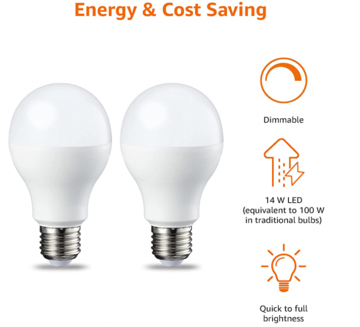 Pachet de 2 becuri LED cu șurub Edison 14 W (echivalent 100 W) alb cald [3]