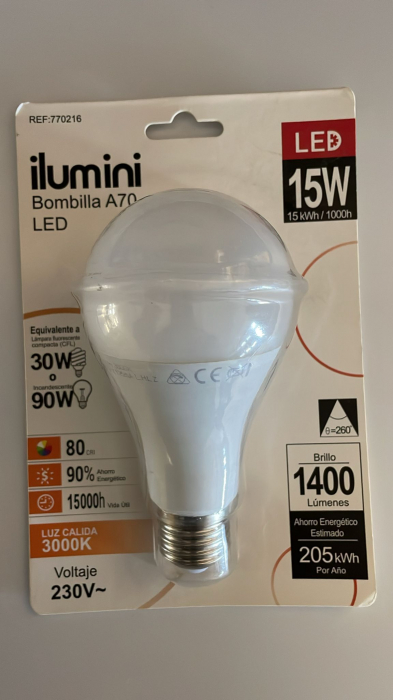 Pachet de 5 Becuri LED A70 Standard E27 15W [2]