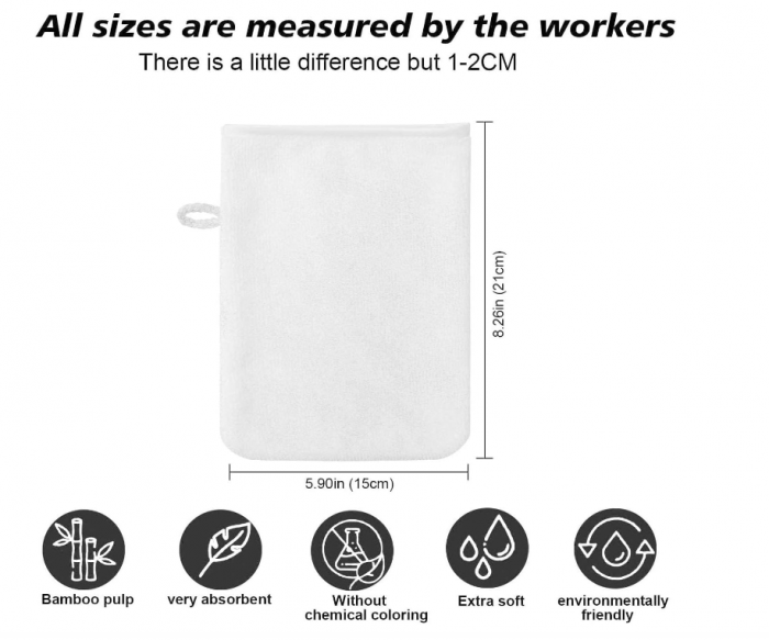 Pachet de 9 mănuși de baie PHOGARY din microfibră, 15x20 cm, alb [3]