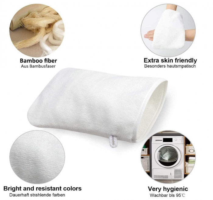 Pachet de 9 mănuși de baie PHOGARY din microfibră, 15x20 cm, alb [5]