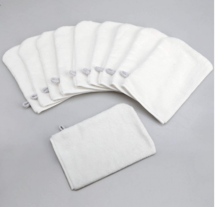 Pachet de 9 mănuși de baie PHOGARY din microfibră, 15x20 cm, alb [4]