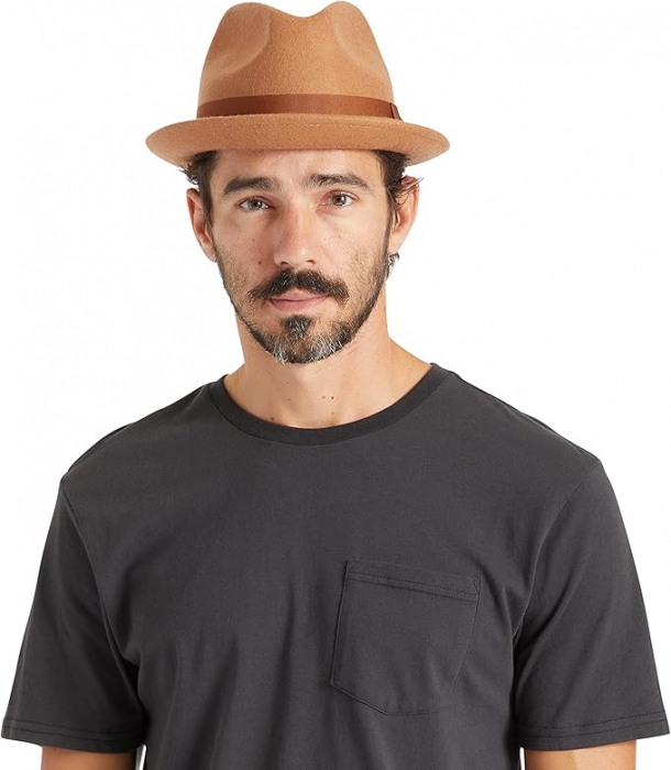 Pălărie Fedora Brixton Staten Unisex, Camel, Marime Unică [4]