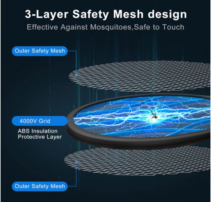 Paleta electrica pentru insecte CONOPU, 4000V, reincarcabila, cu lanterna [6]