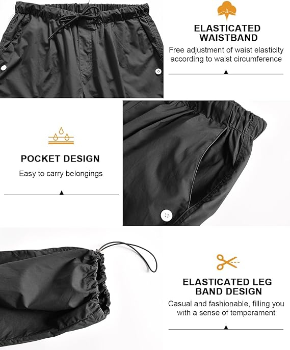 Pantaloni cargo pentru femei Yuson, oversized, negru, M [6]