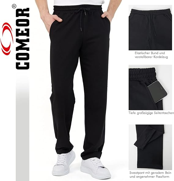 Pantaloni de trening Comeor pentru barbati, pantaloni lungi, negru, XL [8]
