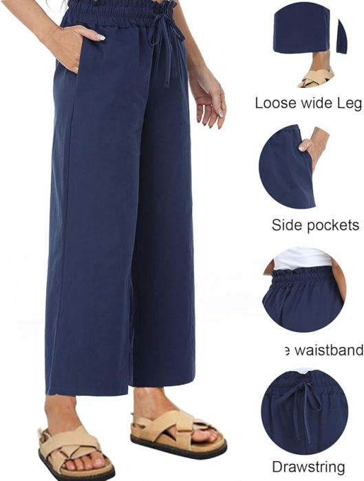 Pantaloni de vara pentru femei Famulily, lungime 7/8, albastru, XL [3]