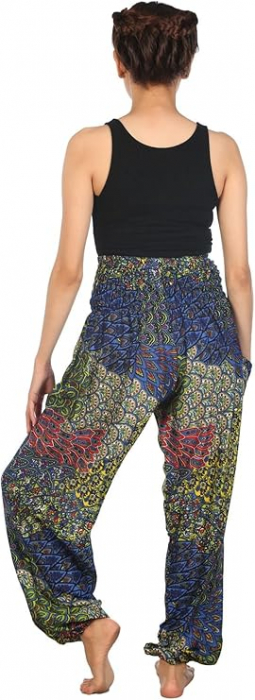 Pantaloni harem boho pentru femei Lofbaz, talie inalta, multicolor, marime 3XL [2]